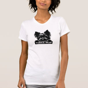 Peeking Yorkie Black Silhouette Yorkie Mama T-Shirt