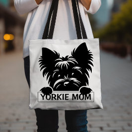 Peeking Yorkie Black Silhouette Yorkie Mama Tasche