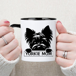 Peeking Yorkie Black Silhouette Yorkie Mama Tasse