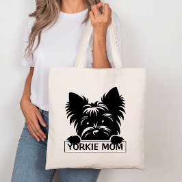 Peeking Yorkie Black Silhouette Yorkie Mama Tragetasche