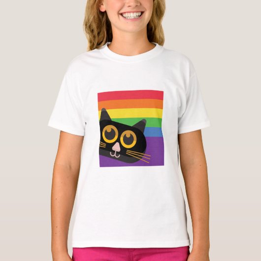 Peekkatze in Regenbogen T-Shirt (Vorderseite)