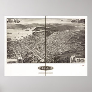 Peekskill New York 1910 Antike Panoramakarte Poster
