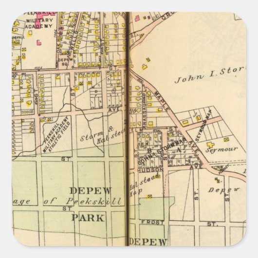 Peekskill, New York 4 Quadratischer Aufkleber (Vorderseite)