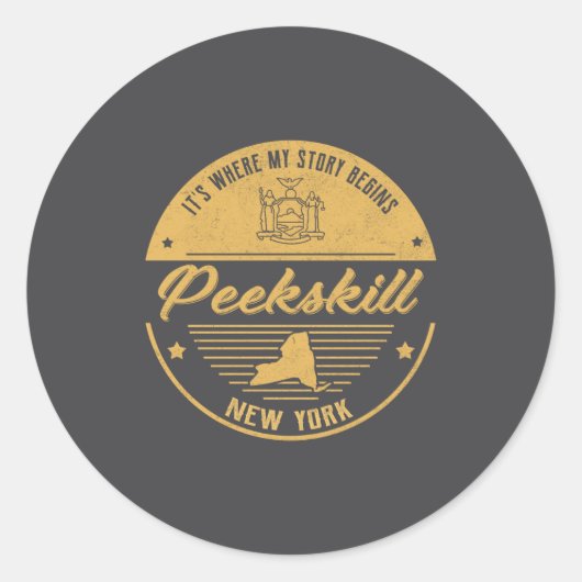 Peekskill New York Its Where My Story Begins Runder Aufkleber (Vorderseite)