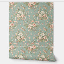 Peel- und Stick-Tapete - Vintage Rose, Vögel