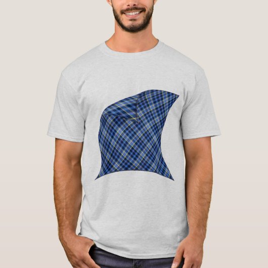 Peeling Blau Kariert T-Shirt (Vorderseite)