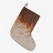 Peeling Farbe, rostige Wandstruktur. Kleiner Weihnachtsstrumpf (Vorderansicht (hängend))