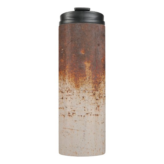 Peeling Farbe, rostige Wandstruktur. Thermosbecher (Vorderseite)