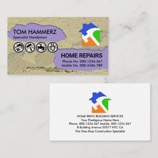 Peeling Plaster Paint Handyman Visitenkarte (Vorne/Hinten)