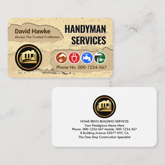 Peeling Plaster Paint Handyman Visitenkarte (Vorne/Hinten)