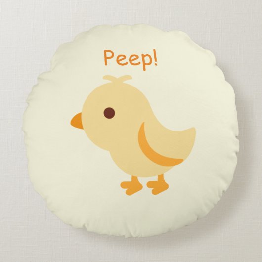 Peep Chick Yellow Niedlich Kinderzimmer Boys Girls Rundes Kissen (Vorderseite)