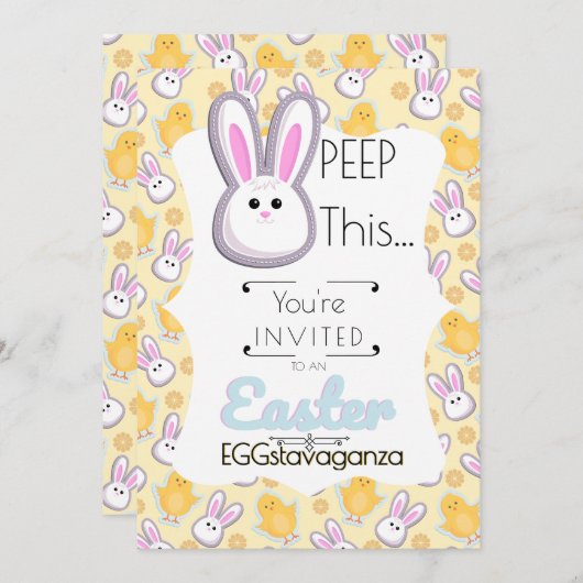 Peep! OsterEGGstravaganza Einladung (Vorne/Hinten)