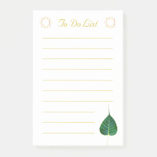 Peepal-Blatt, Lotusblumen Goldene To-Do-Liste Post-it Klebezettel