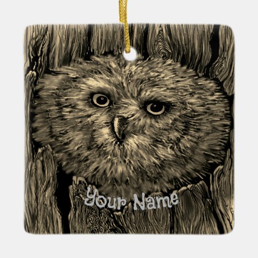 Peeper Owl Keramikornament (Vorderseite)