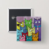 Peepers-Katzen-Familie Button (Vorne & Hinten)