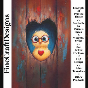 Peeping Chick in Brille & Red Heart BX9 Decoupage Seidenpapier