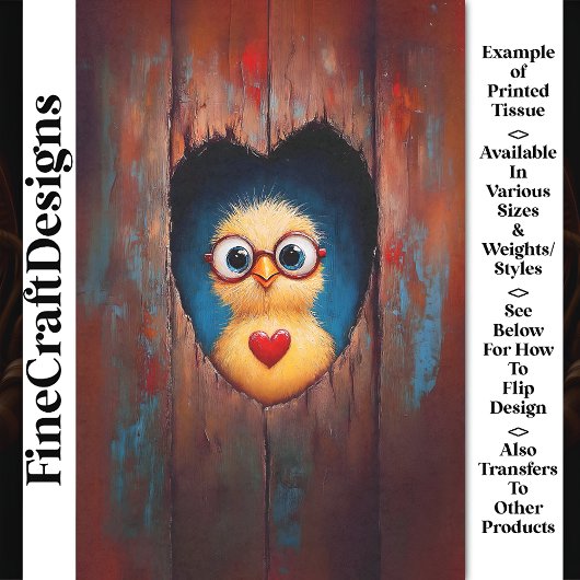 Peeping Chick in Brille & Red Heart BX9 Decoupage Seidenpapier