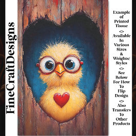 Peeping Chick in Brille & Red Heart BY1 Decoupage Seidenpapier