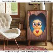 Peeping Chick in Brille & Red Heart BY1 Decoupage Seidenpapier