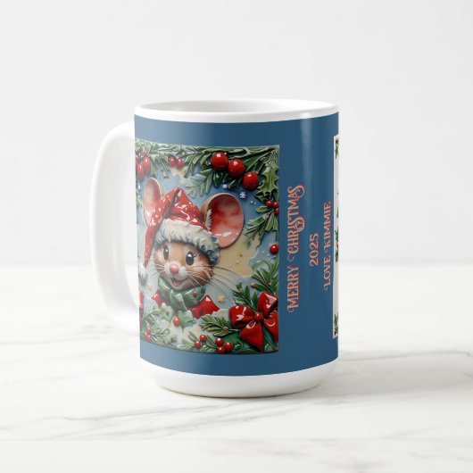 Peeping Christmas Mouse individuell anpassbar Kaffeetasse (Vorderseite Links)