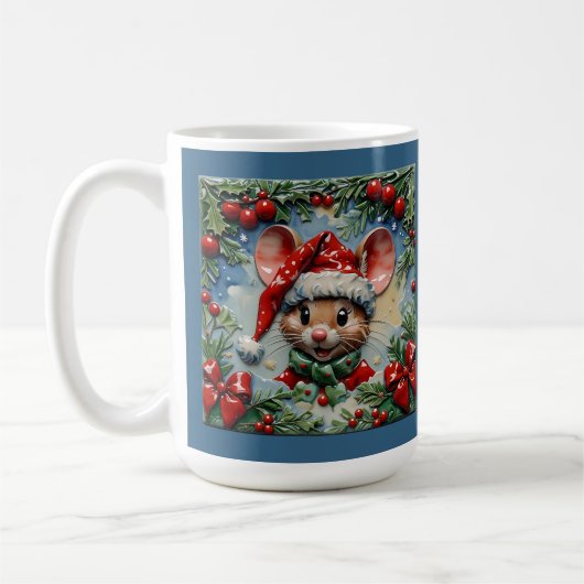 Peeping Christmas Mouse individuell anpassbar Kaffeetasse (Links)