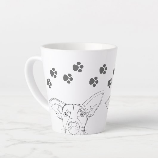 Peeping Dog Face and Paw Prints Milchtasse (Linke Ecke)