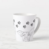 Peeping Dog Face and Paw Prints Milchtasse (Rechte Ecke)