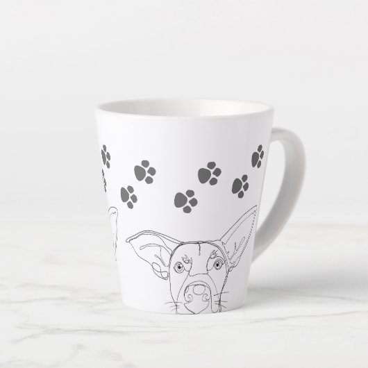 Peeping Dog Face and Paw Prints Milchtasse (Rechte Ecke)
