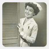 Peeping Nurse Quadratischer Aufkleber (Vorderseite)