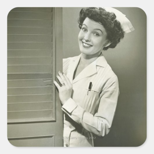 Peeping Nurse Quadratischer Aufkleber (Vorderseite)
