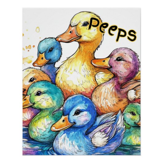 Peeps Ducks Wasserfarbenplakat für Kinder Poster (Vorderseite)