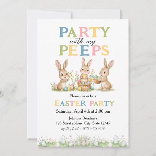 Peeps Easter Invitation Custom Kids Easter Party Einladung (Vorderseite)