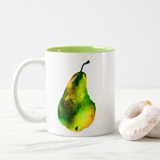Peer Art niedliche Aquarellfrucht Zweifarbige Tasse (Mit Donut)