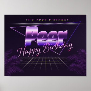 Peer Name Vorname lila retro Poster Geburtstag