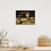 Peeter - Tisch mit Orangen, Oliven und Kuchen Poster (Küche)