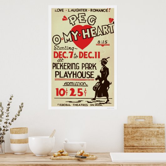 Peg Omy Heart Drama 1940 WPA Poster (Küche)