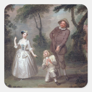 Peg Woffington as Rosalind with Celia and Touchsto Quadratischer Aufkleber