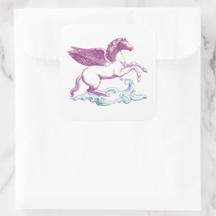 Pegasus auf Wolken Quadratischer Aufkleber