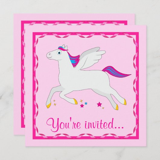 Pegasus Birthday individuell anpassbar Einladung (Vorne/Hinten)