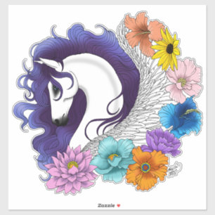 Pegasus Black Floral Aufkleber