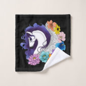 Pegasus Black Floral Badhandtuch Set (Waschlappen)