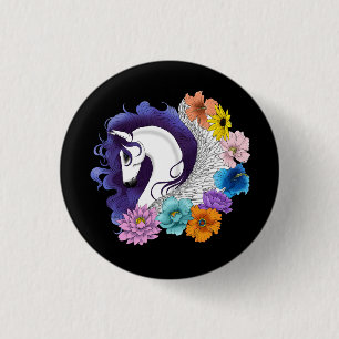 Pegasus Black Floral Button