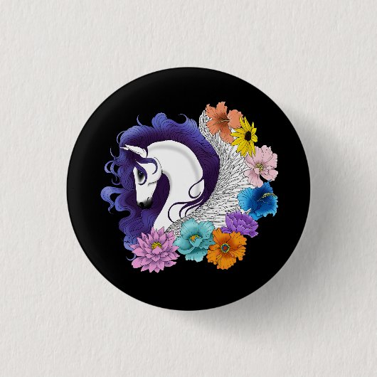 Pegasus Black Floral Button (Vorderseite)