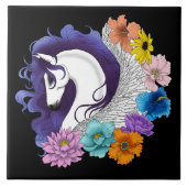 Pegasus Black Floral Fliese (Vorderseite)