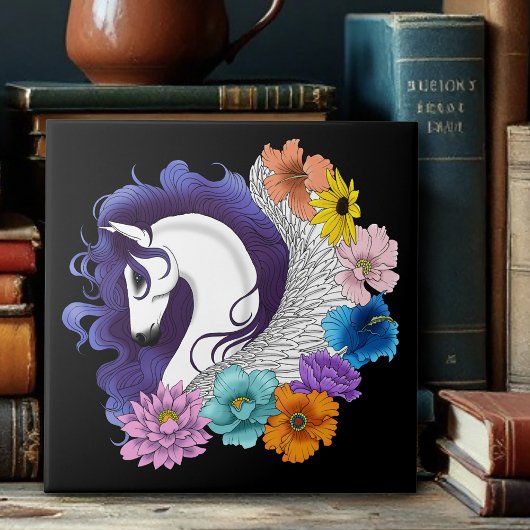 Pegasus Black Floral Fliese