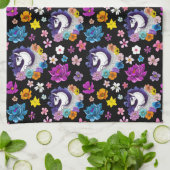 Pegasus Black Floral Geschirrtuch (Gefaltet)