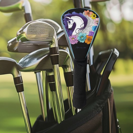 Pegasus Black Floral Golf Headcover