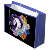 Pegasus Black Floral Große Geschenktüte (Vorderseite Schrägansicht)