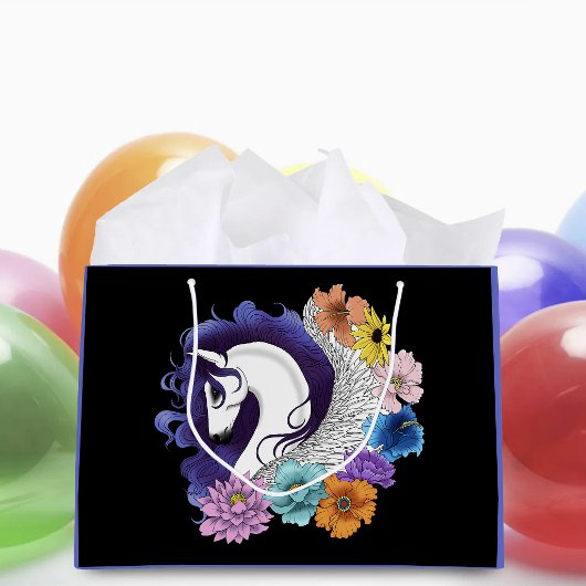 Pegasus Black Floral Große Geschenktüte