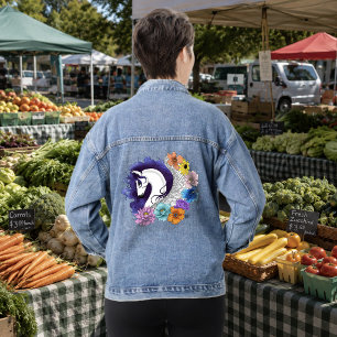 Pegasus Black Floral Jeansjacke